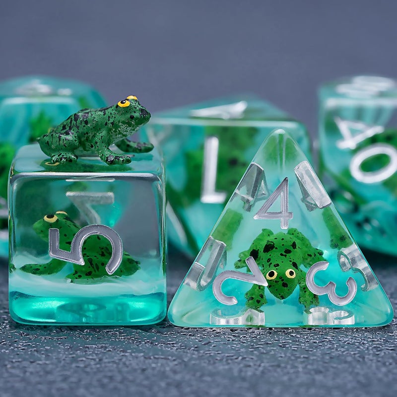 weyano DND Resin Frog Dice Set, Animal Polyhedral Dice for Dungeons and Dragons, RPG, MTG D&D 7-DIE (D4, D6, D8, D10, D12, D20, D%) for Ages 15 and Up - Image 3